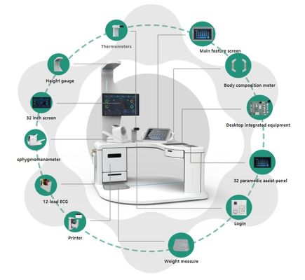 A4レーザープリンタ付きの便利な体健康チェックアップ血糖ECGキオスクマシン